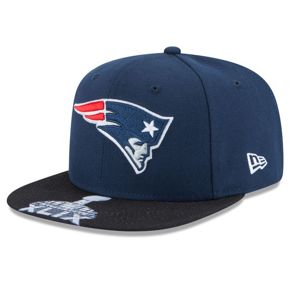 New England Patriots New Era Super Bowl XLIX On The Fifty Jumbo Vize Original Fit 9FIFTY Adjustable Hat - Navy
